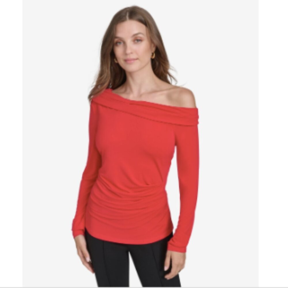 Halston Women's Ruched Off-the-Shoulder Top - Red